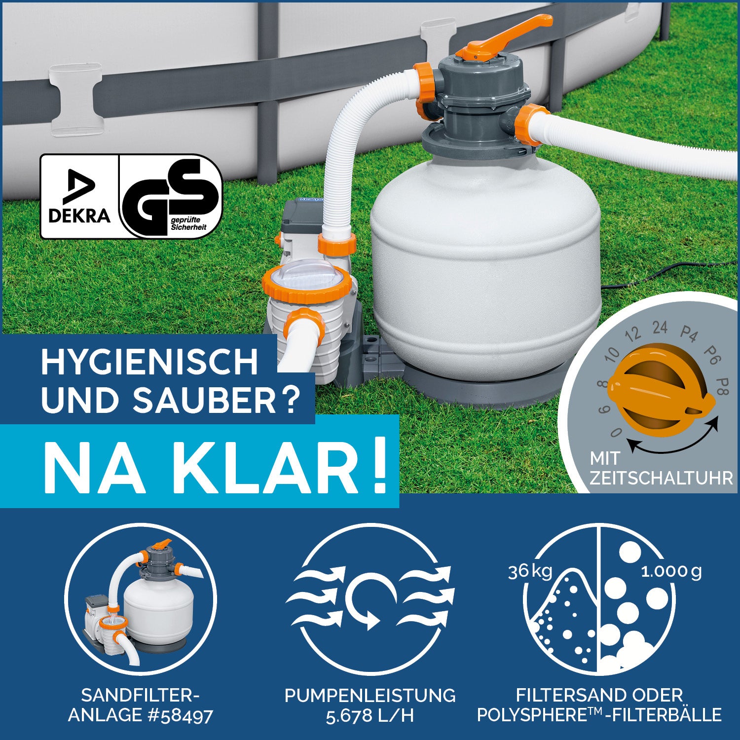 Hydrium™ Stahlwandpool Komplett-Set mit Sandfilteranlage Ø 460 x 120 cm