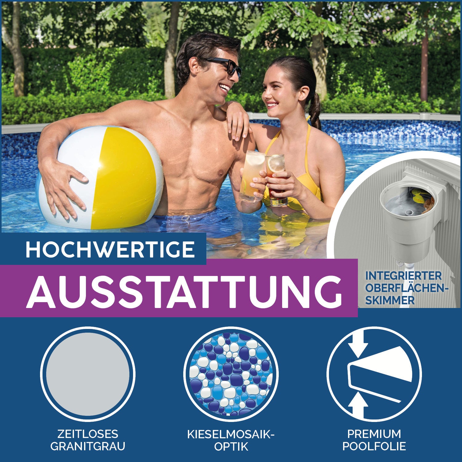 Hydrium™ Stahlwandpool Komplett-Set mit Sandfilteranlage Ø 460 x 120 cm