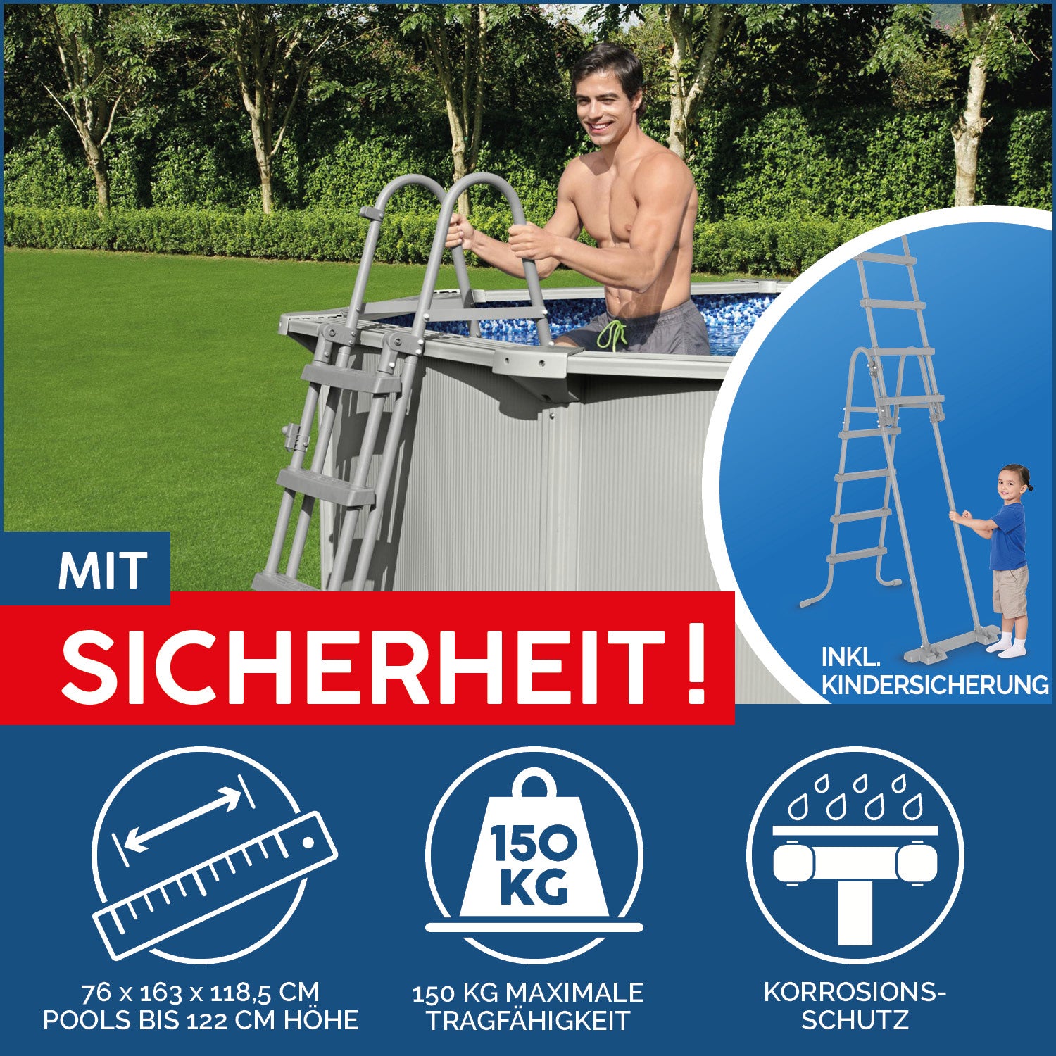 Hydrium™ Stahlwandpool Komplett-Set mit Sandfilteranlage Ø 460 x 120 cm