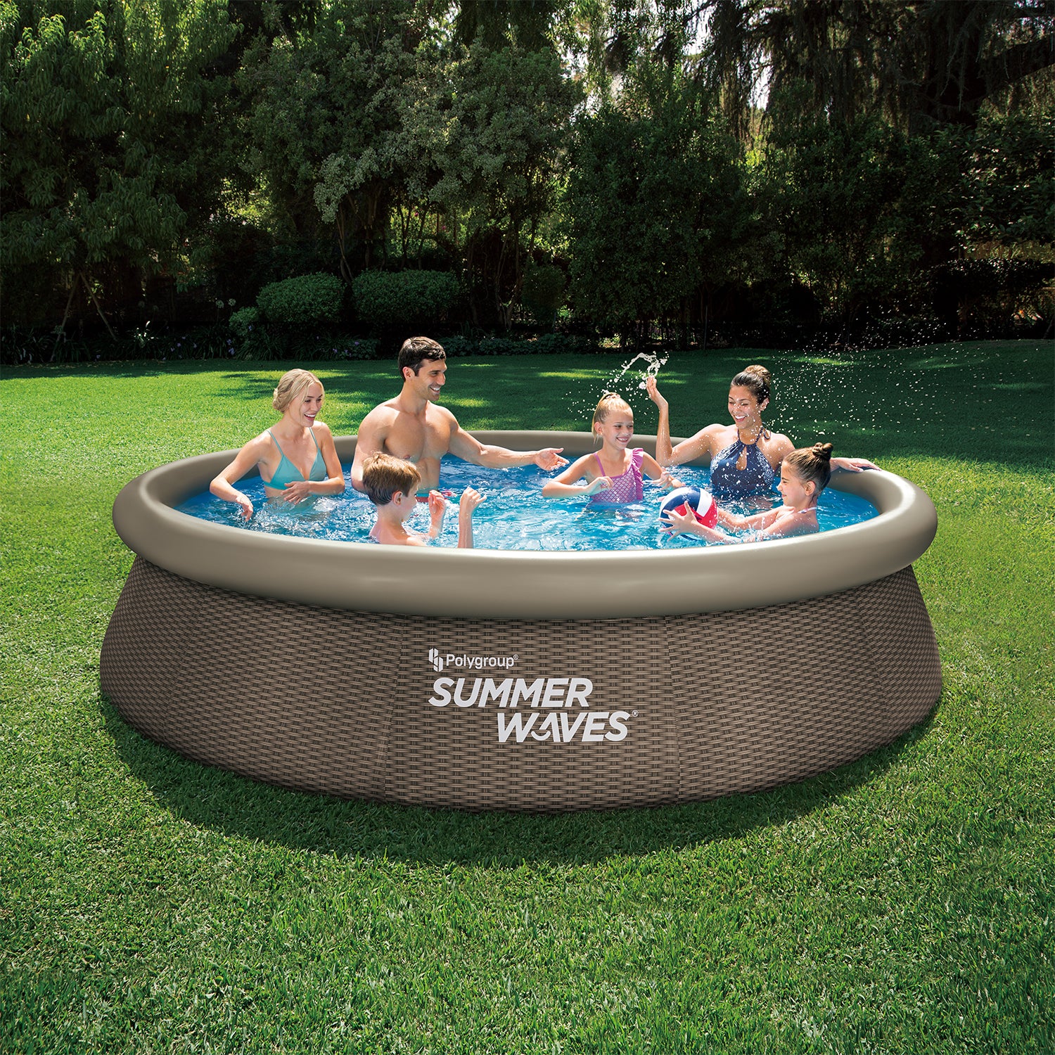 Summer Waves Quick Pool 366x76 cm, rattan braun