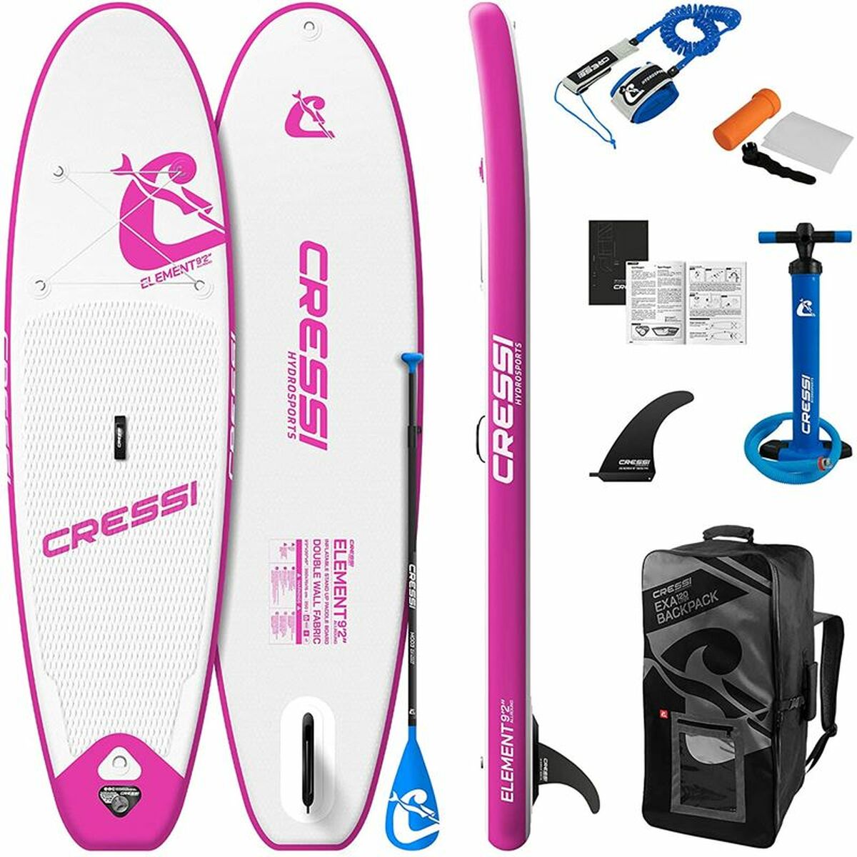 Stand Up Paddle Surf Board Element All Round Cressi-Sub 9,2" Weiß/Rosa