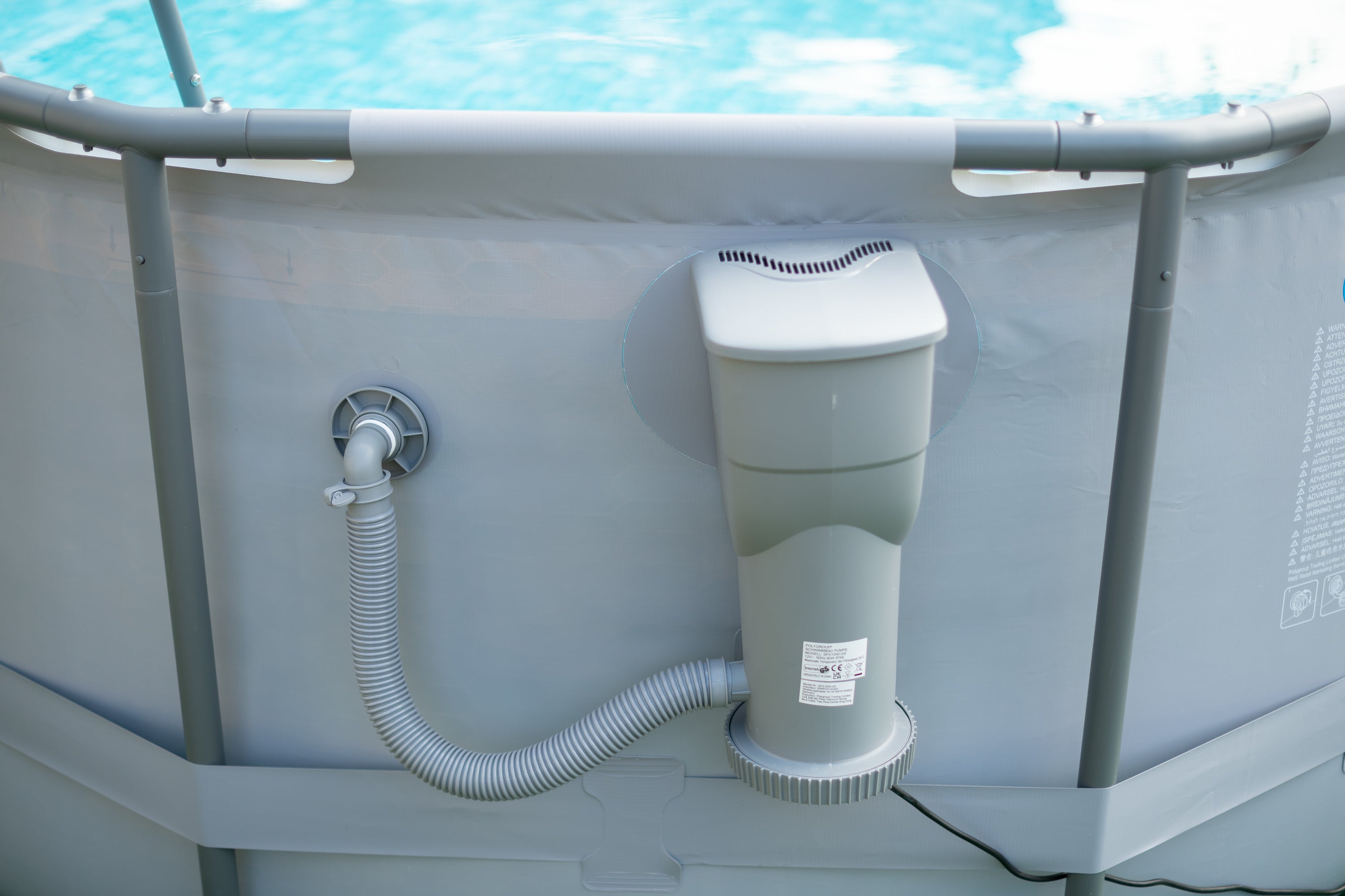 Summer Waves Active Frame Pool Set, Aufstellpool grau, oval Ø 488x305x107 cm