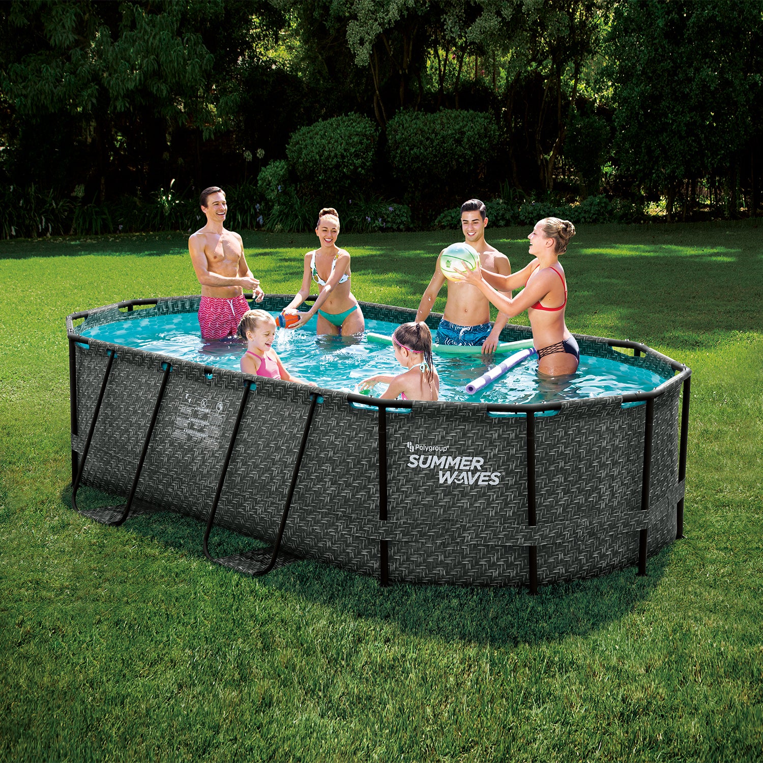 Summer Waves Active Pool Oval 424x250x100 cm Rattan grau