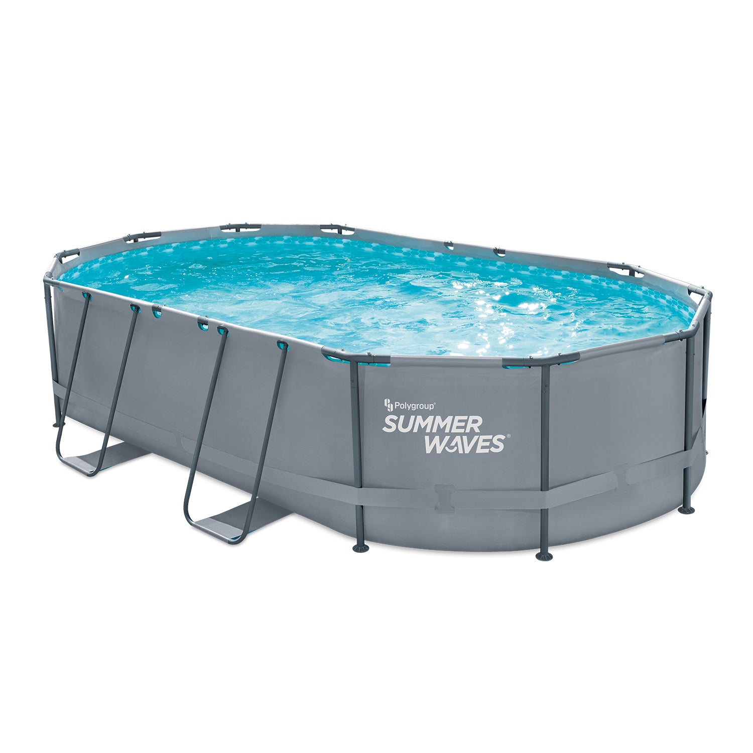 Summer Waves Active Frame Pool Set, Aufstellpool grau, oval Ø 488x305x107 cm