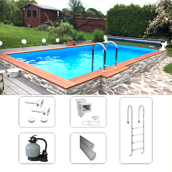Thermo-Schwimmbecken Set 6m x 3m x 1,5m Rechteckbecken