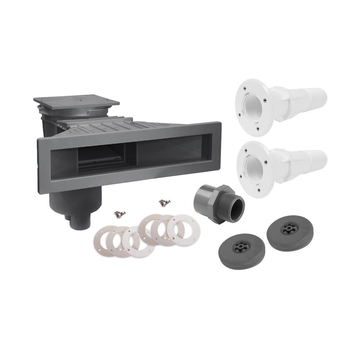 Set Astralpool Skimmer Slim Seaview | inkl. 2 Trend Einlaufdüsen mit Mauerdurchführung | versch. Ausführungen