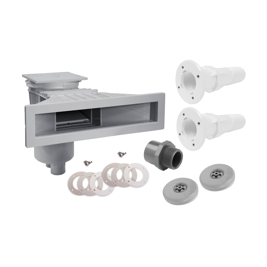 Set Astralpool Skimmer Slim Seaview | inkl. 2 Trend Einlaufdüsen mit Mauerdurchführung | versch. Ausführungen