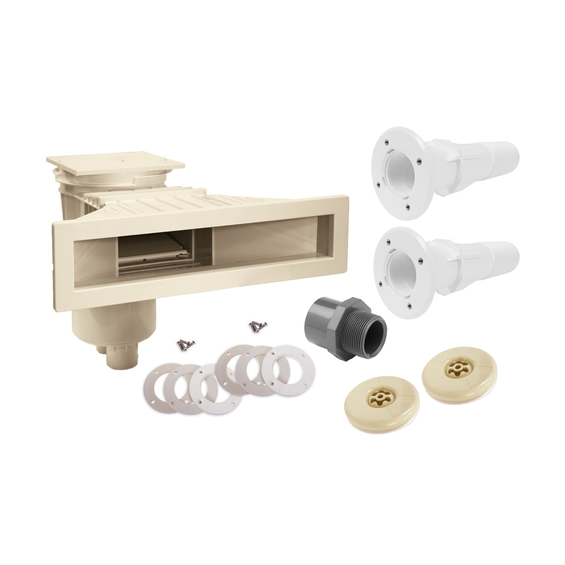 Set Astralpool Skimmer Slim Seaview | inkl. 2 Trend Einlaufdüsen mit Mauerdurchführung | versch. Ausführungen