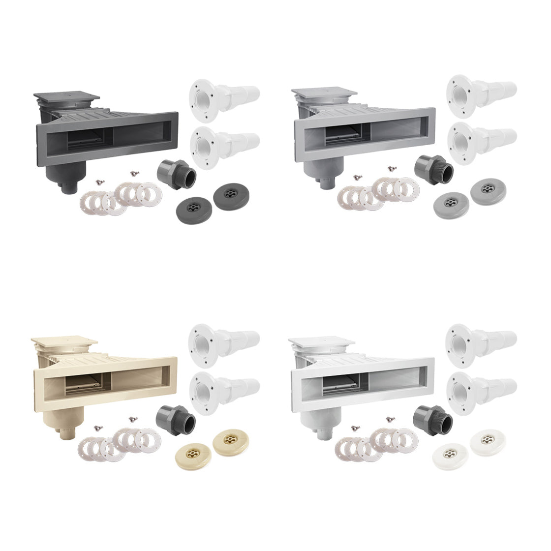 Set Astralpool Skimmer Slim Seaview | inkl. 2 Trend Einlaufdüsen mit Mauerdurchführung | versch. Ausführungen