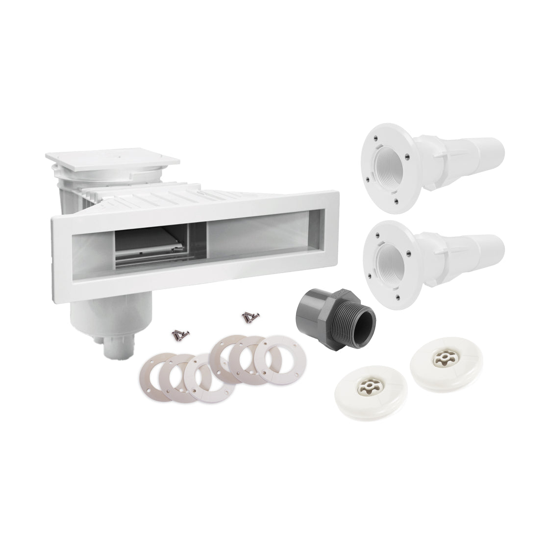 Set Astralpool Skimmer Slim Seaview | inkl. 2 Trend Einlaufdüsen mit Mauerdurchführung | versch. Ausführungen