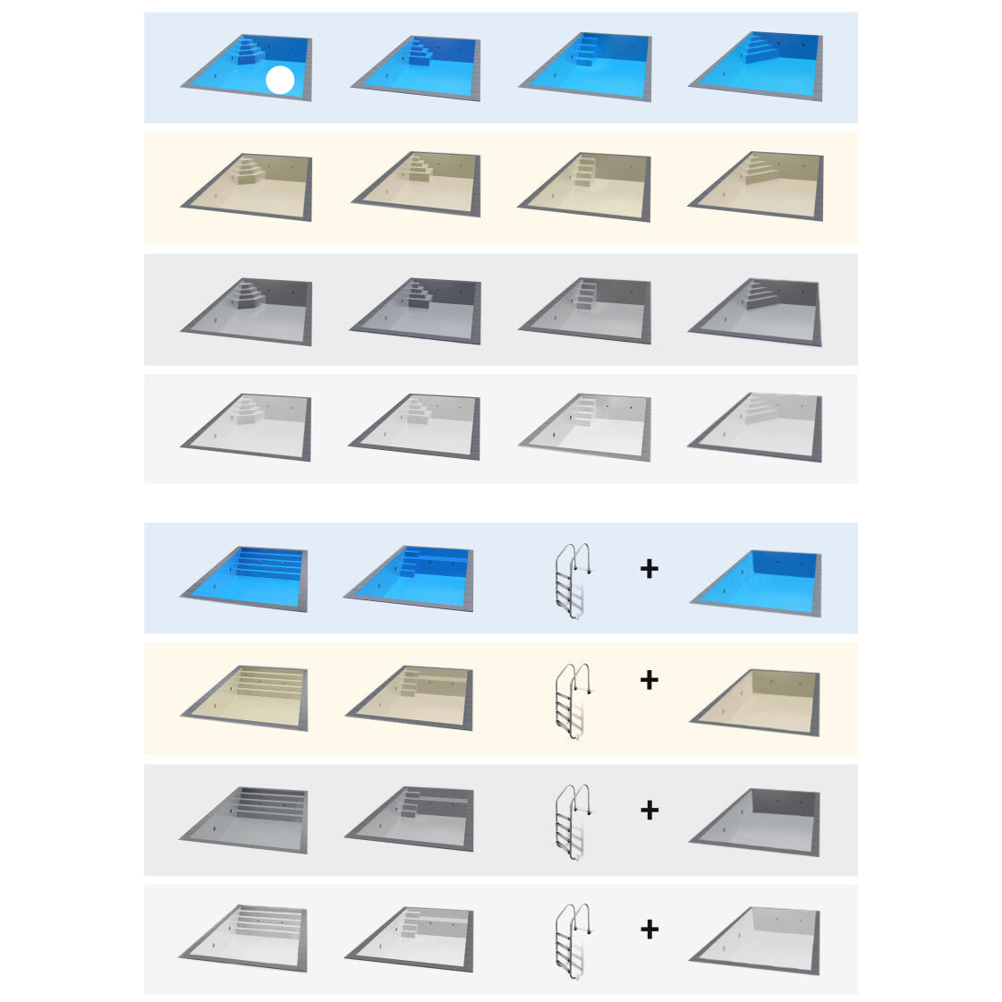 TrendStone Basis Set | Rechteckpool 600 x 300 x 150 cm | Blau | Treppe Oblique links