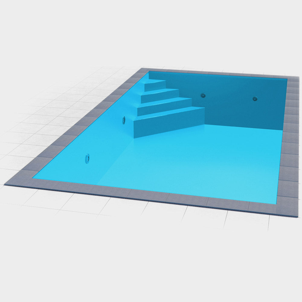 Thermo-Schwimmbecken Rechteckpool 600 x 300 x 150 cm | Treppe Oblique links