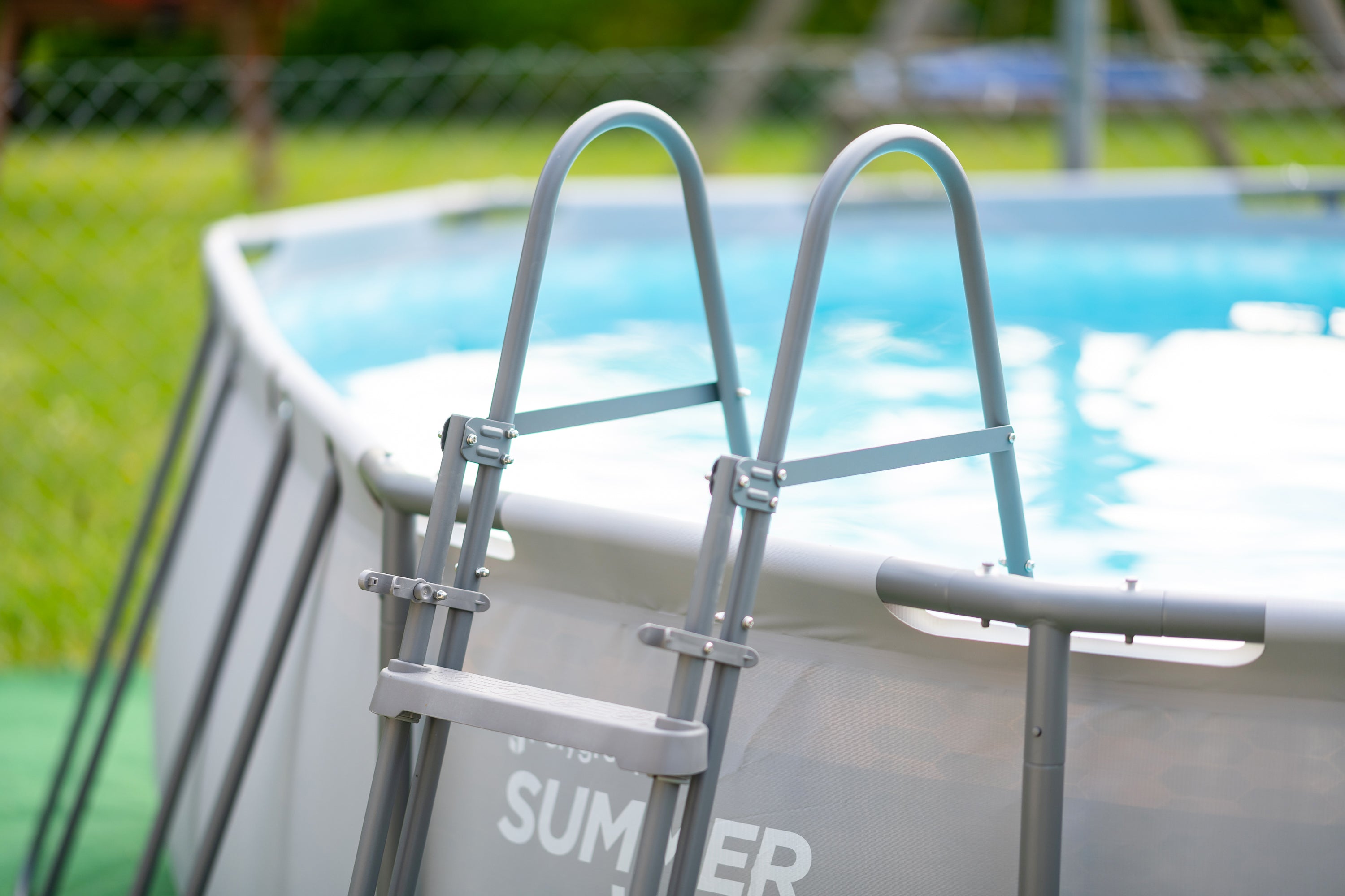 Summer Waves Active Frame Pool Set, Aufstellpool grau, oval Ø 488x305x107 cm