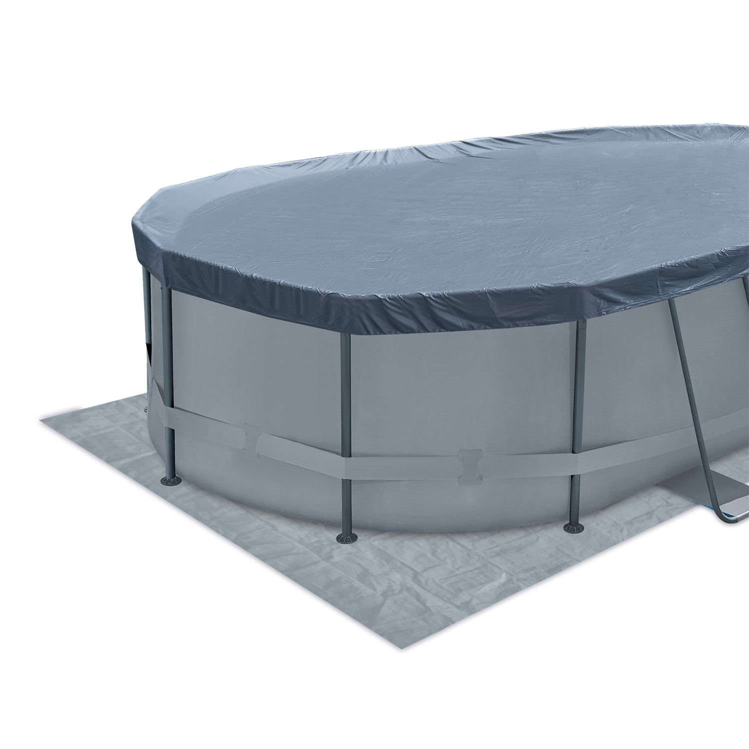 Summer Waves Active Frame Pool Set, Aufstellpool grau, oval Ø 488x305x107 cm